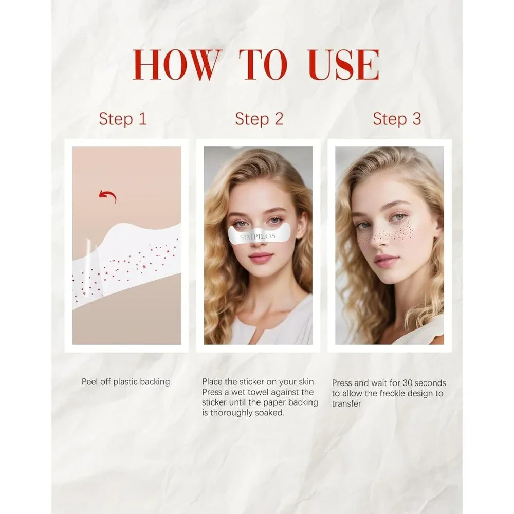 Red Faux Freckle Tattoo Stickers Temporary Natural-Look Freckles Makeup Patches
